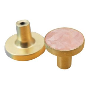 32 mm Guld Møbelknop / Knage med Marmor Mønster-Pink