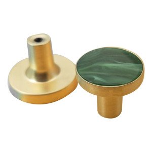 32 mm Guld Møbelknop / Knage med Marmor Mønster-Grøn