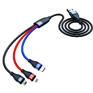 3-i-1 USB Oplader (Lightning, Micro USB, USB-C)