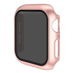 Cover med Privacy Skærmbeskyttelse / Beskyttelsesglas til Apple Watch 7 / 8 / 9 (45 mm)-RosaGuld