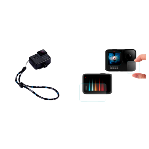 Pakke m. Wrist Strap til GoPro & DJI Osmo & Sæt m. Skærmbeskyttelse / Hærdet Beskyttelsesglas til GoPro Hero 9 / 10 / 11 Black