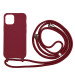 Silikone Cover med Snor til iPhone 12 / 12 Pro-Mørkerød