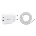 Pakke m. 30W Hurtig Oplader til iPhone 13 (USB-C & USB-A) & Opladerkabel til iPhone 13 (USB-C) 1 meter