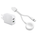 2-i-1 Oplader til Apple Watch & iPhone & Dobbelt USB Hurtig Oplader til Stikkontakt
