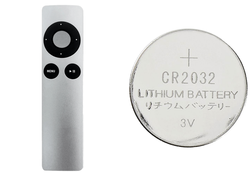 Pakke m. 1stk Fjernbetjening / Remote til Apple TV 2. & 3. generation  & 2stk Batteri til Apple Remote 