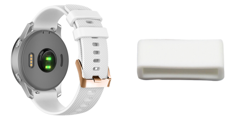 Pakke m. 1stk Sports Rem i Silikone til Garmin Venu 2S (40mm) / Venu 3S (41mm) / Vivomove 3S / Vivoactive 4S - Hvid & 1stk 18mm Gummistrop / Remholder til Urrem - Hvid