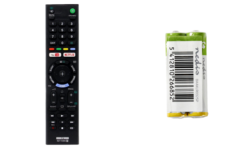 Pakke m. 1stk Fjernbetjening til Sony TV - Tilsvarende RMT-TX300E & 1stk 2-Pak AAA Batterier