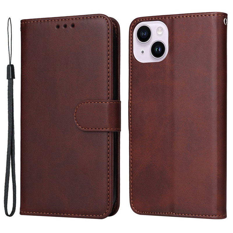 iPhone 15 Plus Flip Cover med kortholder - Brun