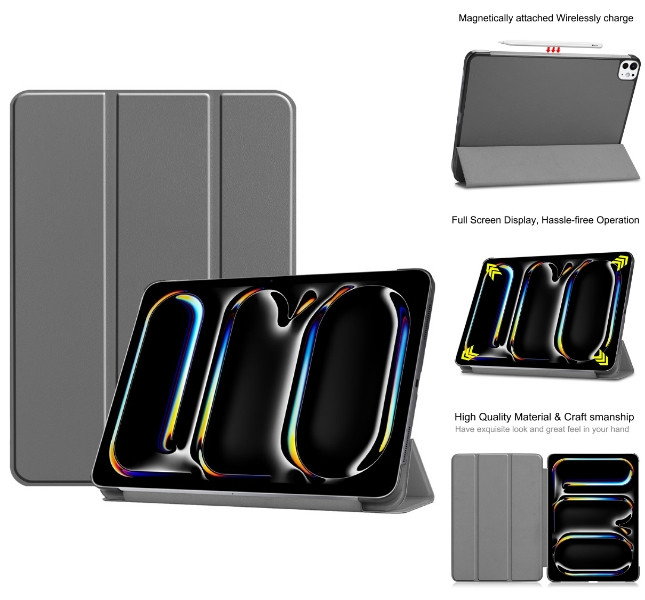 iPad Pro 11" (2024) Cover - Tri-fold Stand - Grå