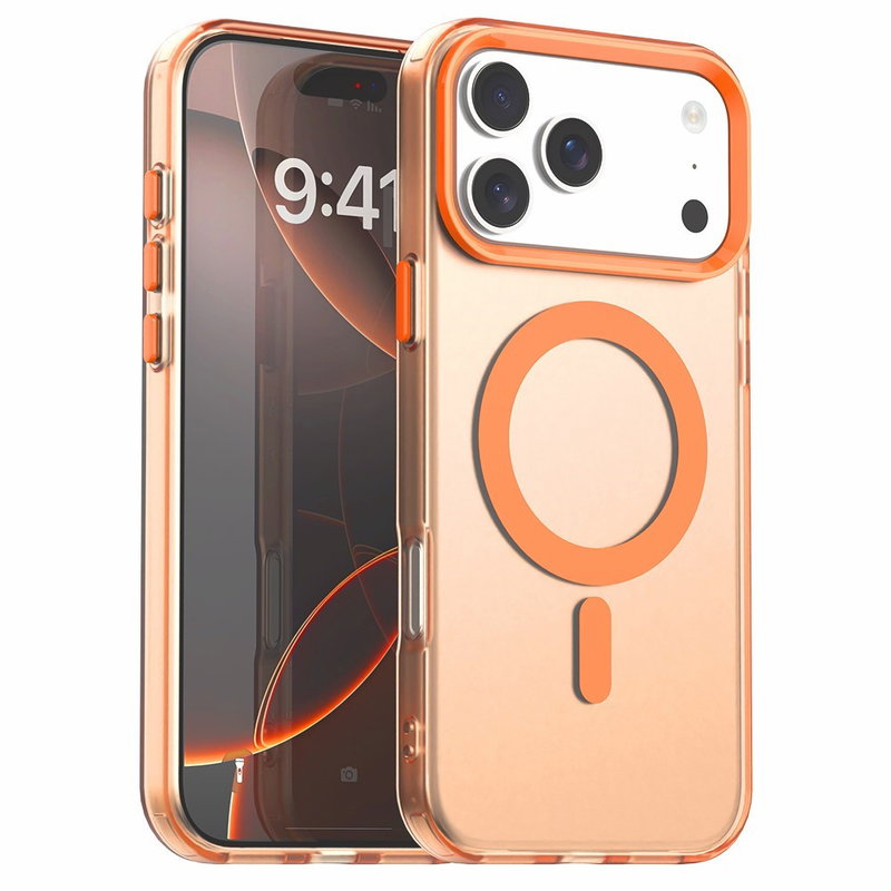 Gennemsigtigt iPhone 17 Pro Max Cover Med MagSafe - Orange