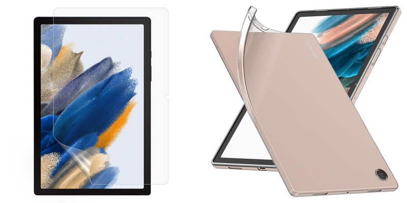 Pakke m. 1stk Film / Skærmbeskyttelse til Samsung Galaxy Tab A9+ & 1stk Gennemsigtig Cover til Samsung Galaxy Tab A9+