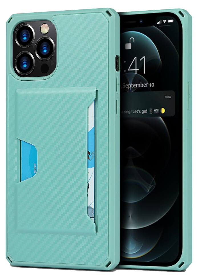 Twill Kortholder Cover til iPhone 12 Pro Max -Grøn