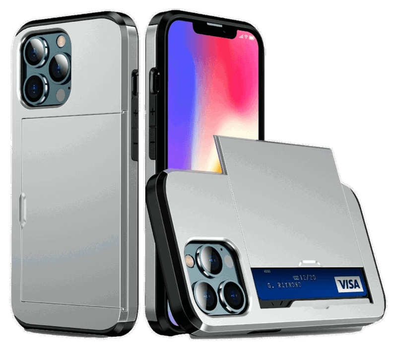 Slide Kortholder Cover til iPhone 13-Sølv