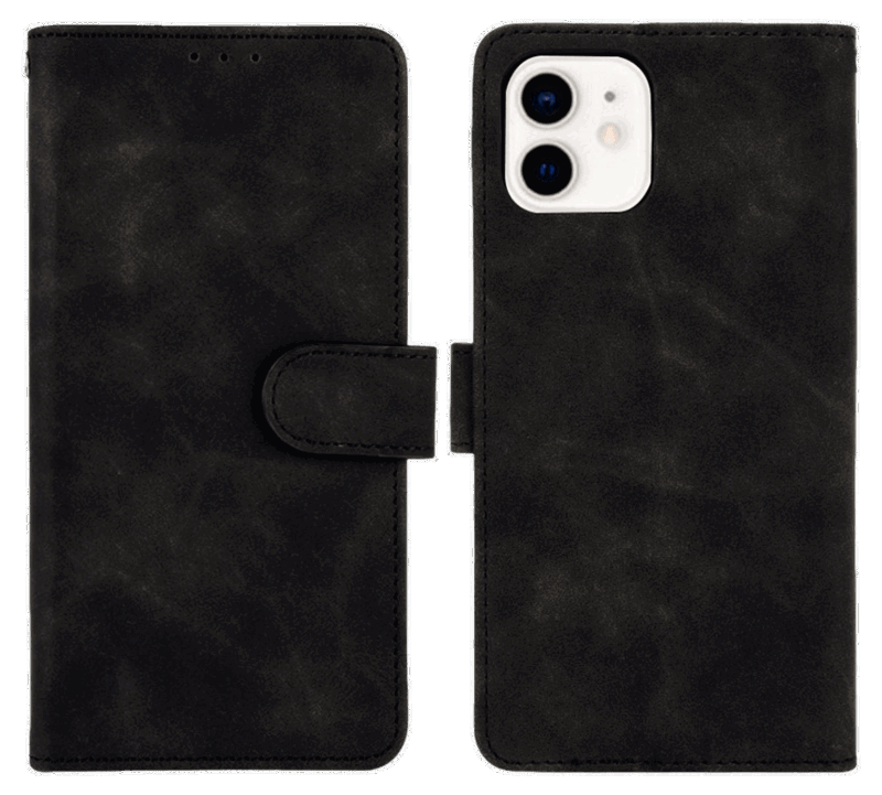 Vintage Læder Flip Cover til iPhone 13-Sort