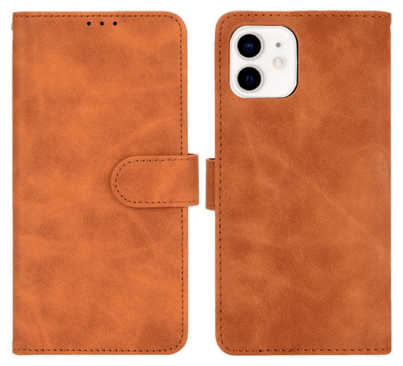 Vintage Læder Flip Cover til iPhone 13-Brun