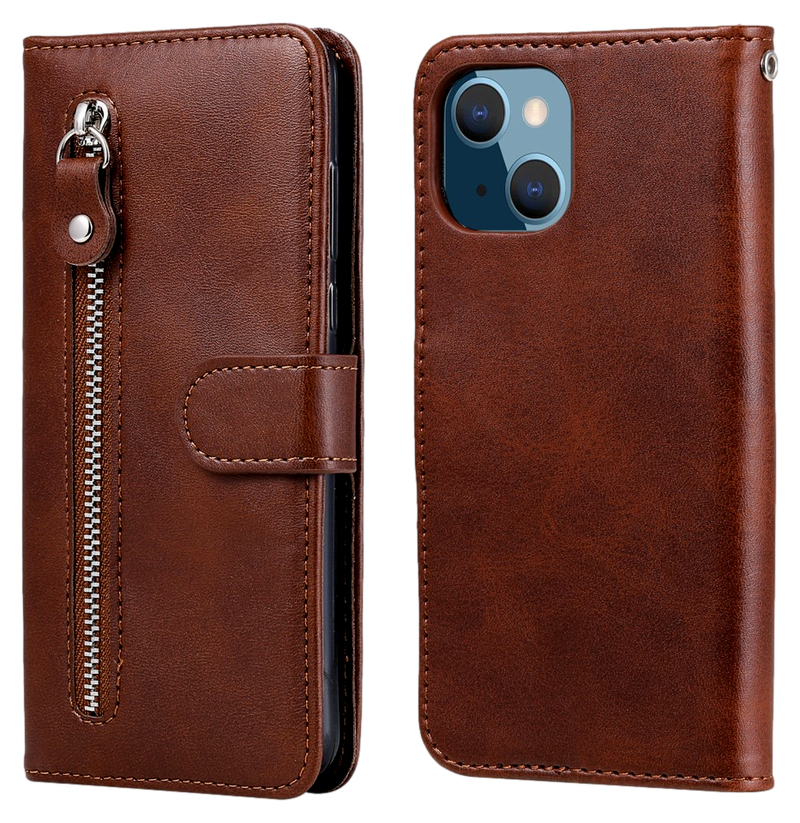 Zippy Læder Flip Cover til iPhone 13 Mini-Brun