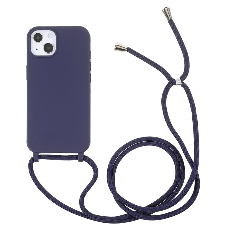 Silikone Cover med Snor til iPhone 13 Mini-Mørkeblå