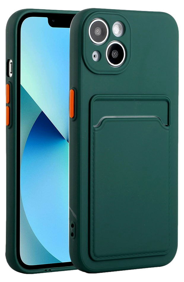 Silikone Cover med Kortholder til iPhone 13-Mørkegrøn