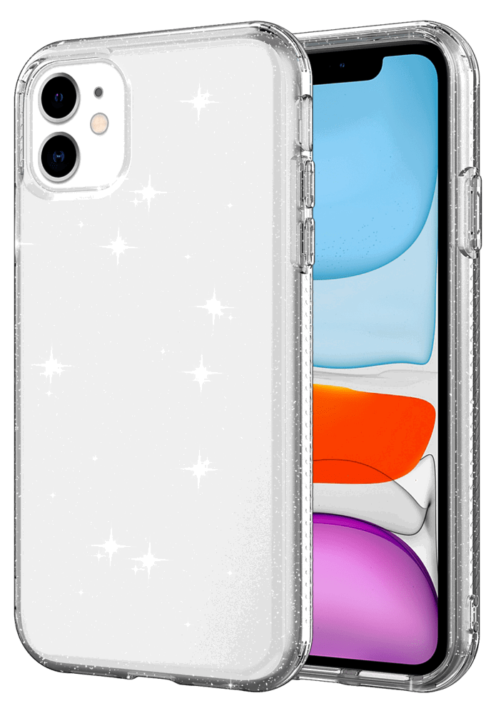 Glitter Silikone Cover til iPhone 11-Hvid