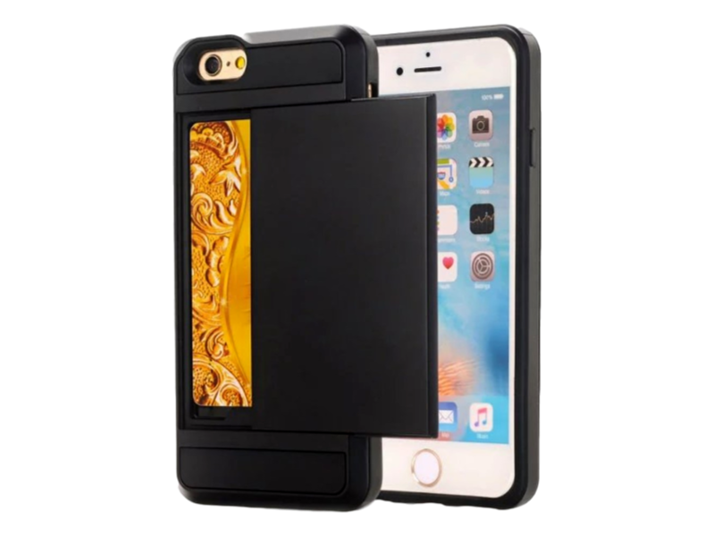 Slide Kortholder Cover til iPhone SE 2022 - Sort