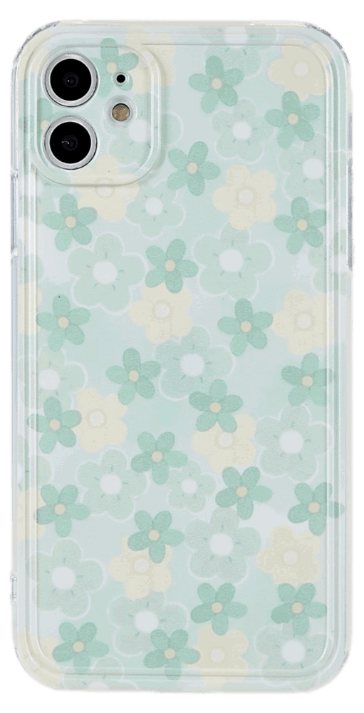 Blomster Silikone Cover til iPhone 11-Grøn