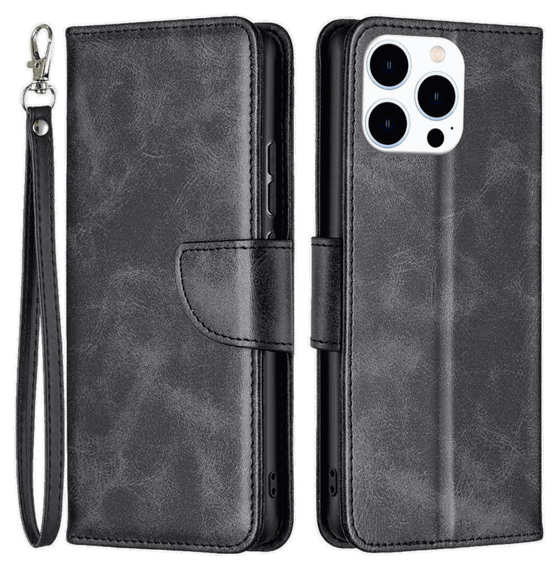 Læder Flip Cover med Hank til iPhone 14 Pro