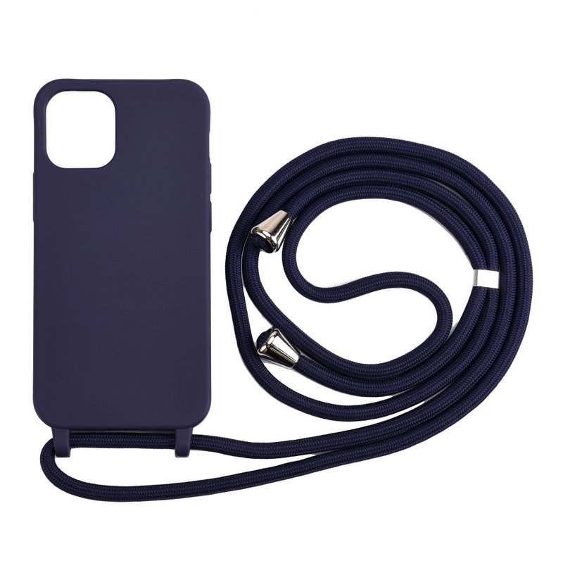 Silikone Cover med Snor til iPhone 12 / 12 Pro-Mørkeblå