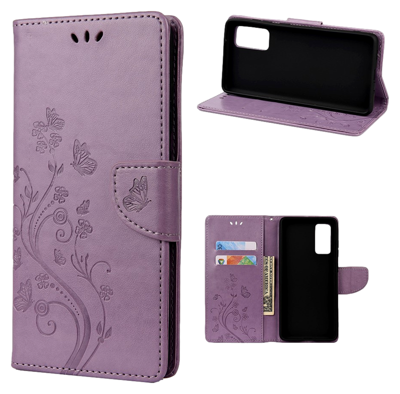 Butterfly Flip Cover til Samsung Galaxy A52 4G/5G / A52S 5G-Lilla