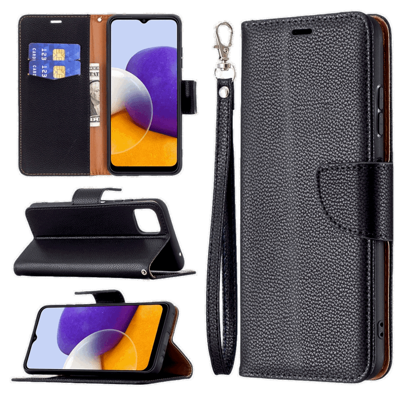Graviera Flip Cover til Samsung Galaxy A22 5G-Sort