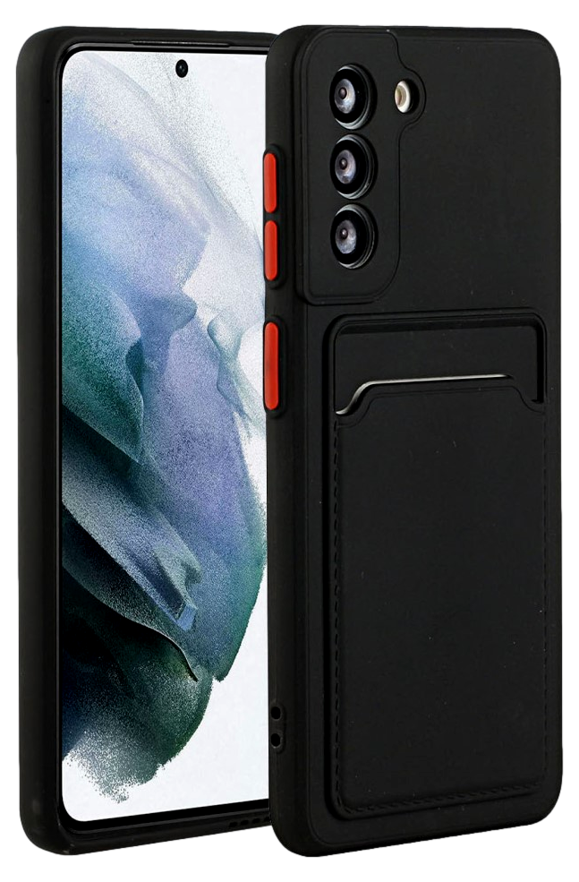 Armor Cover med Kortholder til Samsung Galaxy S21 FE-Sort