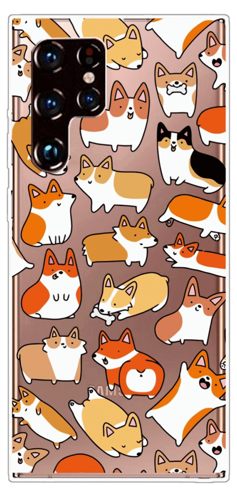 Gennemsigtigt Corgi Cover til Samsung Galaxy S22 Ultra