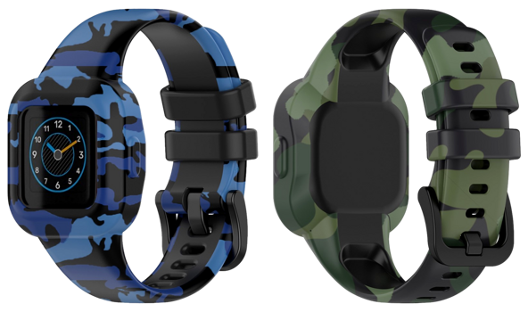 Pakke m. Mønstret Silikone Rem til Garmin Vivofit Jr 3 Blå & Mønstret Silikone Rem til Garmin Vivofit Jr 3 Mørkegrøn