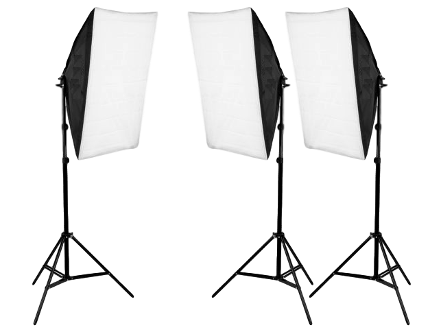 3 Stk Softboxes m/ Stativer