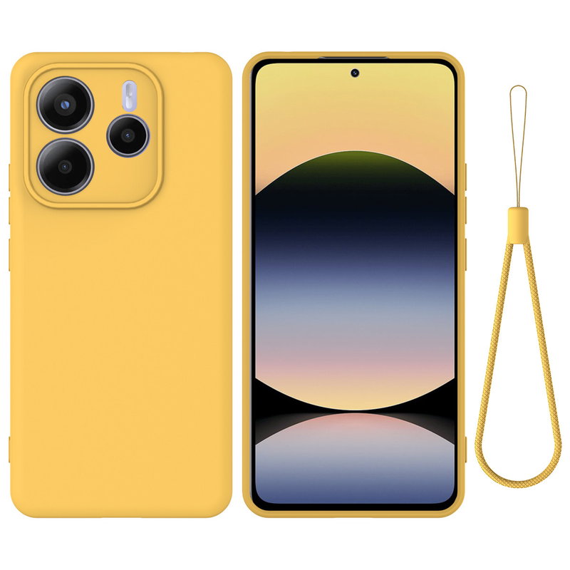 Xiaomi Redmi Note 14 5G Silikone Cover med Håndstrop - Gul