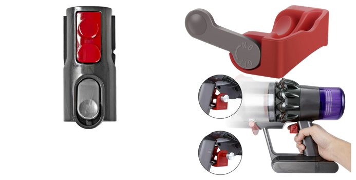Pakke m. 35mm Adapter til Dyson V7 / V8 / V10 / V11 / V15 / V15s & Lås til Tænd/Sluk-knap til Dyson V6 / V7 / V8 / V10 / V11 / V12Slim / V15 / V15s / Big Ball
