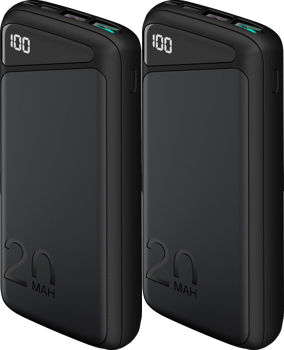 2x Powerbank 20.000 mAh med Hurtig Opladning