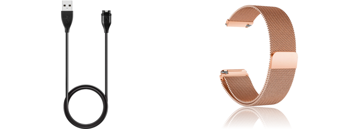 Pakke m. Oplader Kabel til Garmin Vivomove 3 / 3S & Vivoactive 4 / 4 45mm / 4S & Cuneo rem til Garmin Vivoactive 4S-Rosa