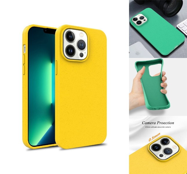 Biologisk nedbrydeligt iPhone 16 Pro Max cover i gul