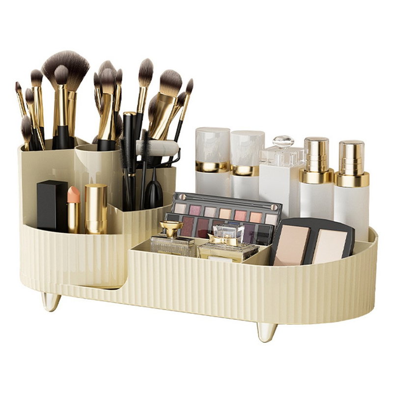 Makeup Organizer med drejbar børsteholder – Opbevaring til kosmetik og tilbehør