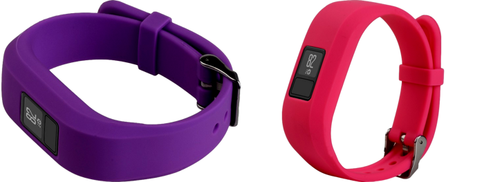 Pakke m. Silicone rem til Garmin Vivofit 3 / Vivofit JR / JR 2 Lilla & Silicone rem til Garmin Vivofit 3 / Vivofit JR / JR 2 Pink