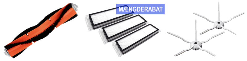 Pakke m. Hovedbørste til Roborock S5 / S50 / S5 Max & 3 Stk. HEPA filter til Roborock S5 / S50 / S5 Max & 2x Sidebørster til Roborock S5 / S50 / S5 Max  / S6 / S60 / S6 Max / S6 Pure