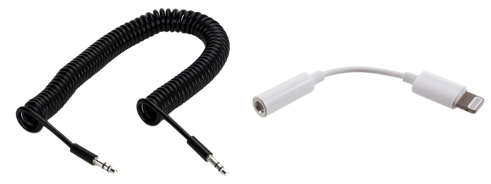 Pakke m. AUX kabel til fx. Bil & Lightning til AUX / Jack Adapter til fx. iPhone Headset