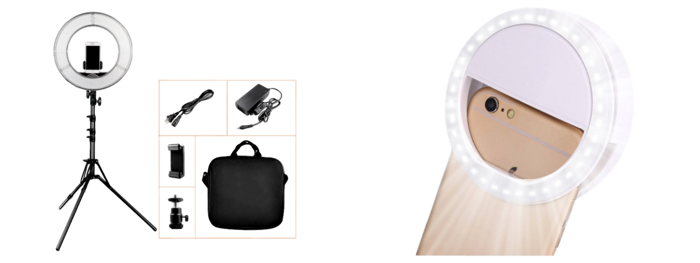 XXL Stort Ring Light med Stativ & Clip-On Mini Ring Light til Mobil
