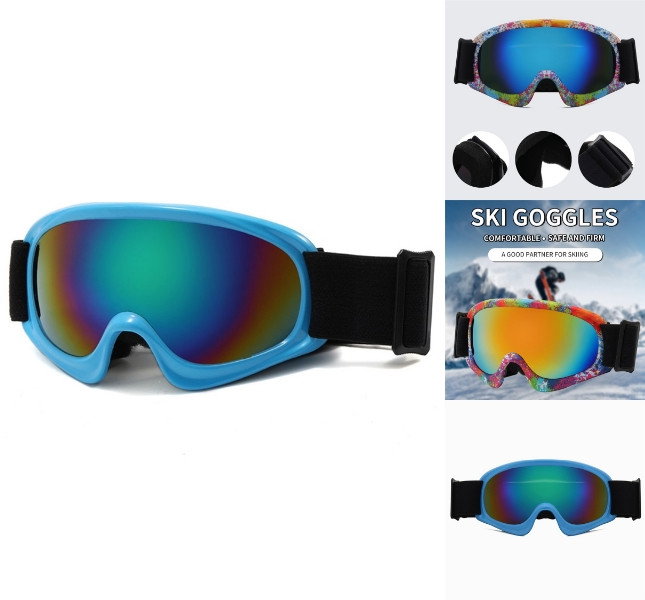 Børne Skibriller med Bred Synsvinkel & Anti-dug Ventilation - Blå Ramme / Grøn Linse