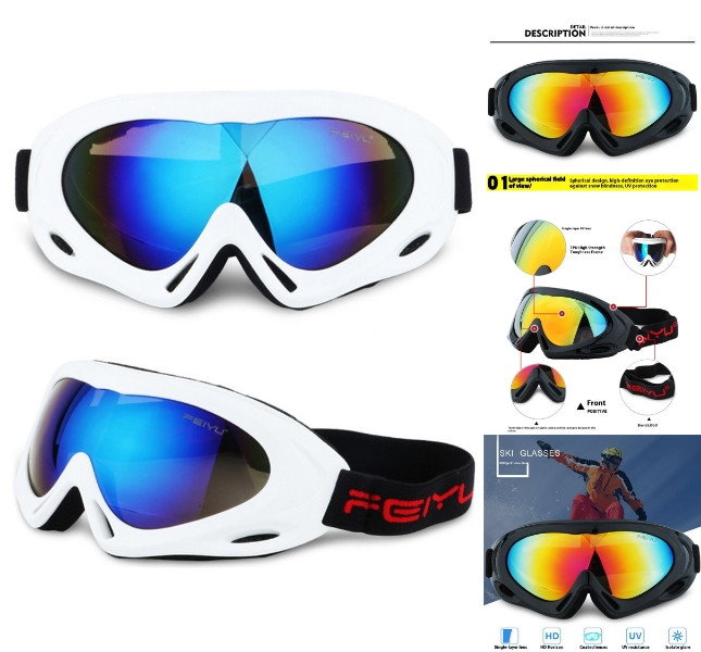 Skibriller til Børn og Voksne, Unisex - Vind- & UV-beskyttelse - Hvid