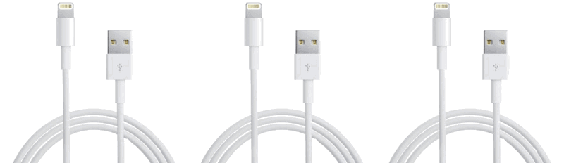 3 stk Oplader Kabel til iPhone 5 / 6 / 7 / 8 Hvid-2 meter