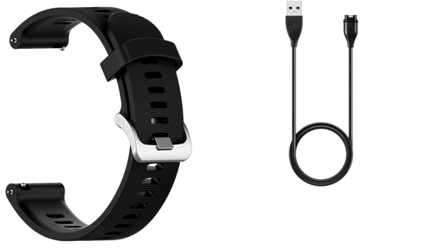 Pakke m. Silikone rem til Garmin Vivoactive 3 / 3 Music Sort & Oplader Kabel til Garmin Vivoactive 3 / 3 Music