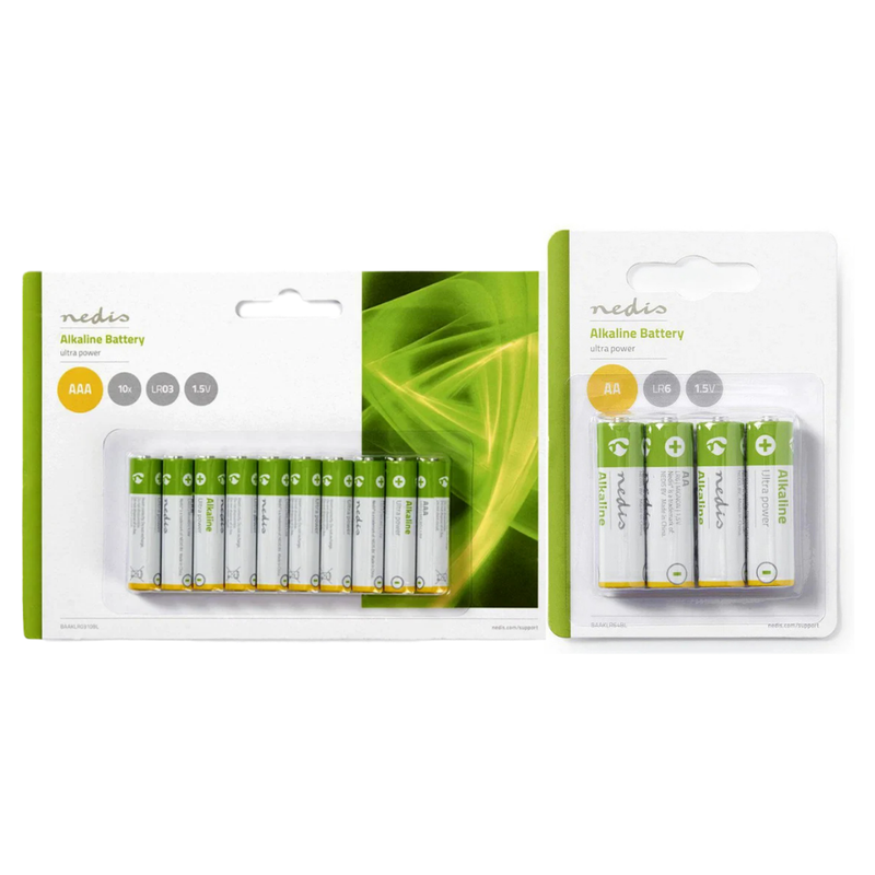 Batteripakke m. 4 x AA og 10 x AAA Alkaline Batterier