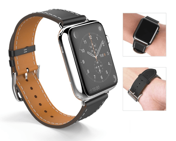 Sort Læderrem til Apple Watch 8 / 9 - 41mm - Sort