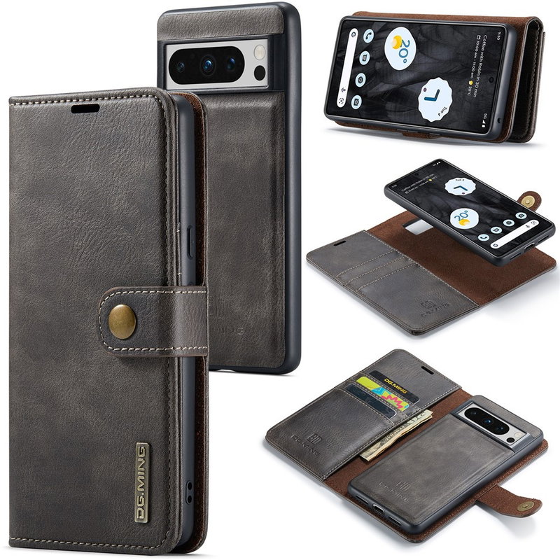 Aftageligt Magnetisk Telefoncover til Google Pixel 8 Pro - Med Læderpung - Grå